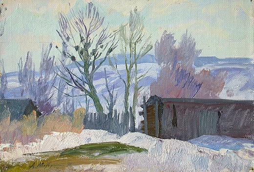 March in the Country rural landscape - oil painting