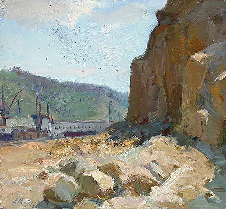 Sand Pit industrial landscape - oil painting