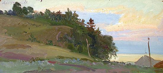 Evening in the Zhigulevskiye Mountains summer landscape - oil painting