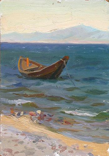 At the Sea seascape - oil painting