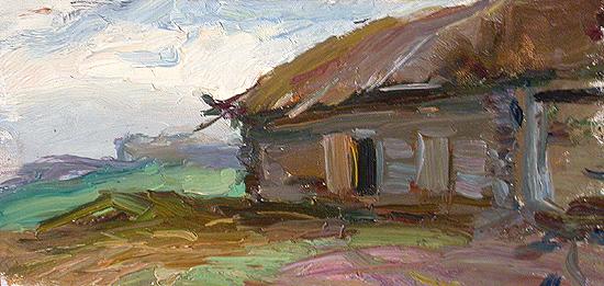 Sketch rural landscape - oil painting