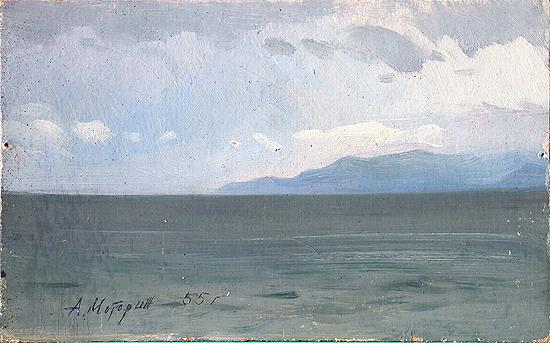 Dull Lake Baikal seascape - oil painting