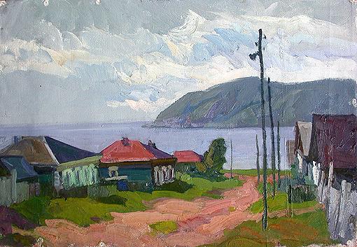 Near Nikolay's House rural landscape - oil painting