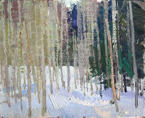 Winter Forest winter landscape - oil painting