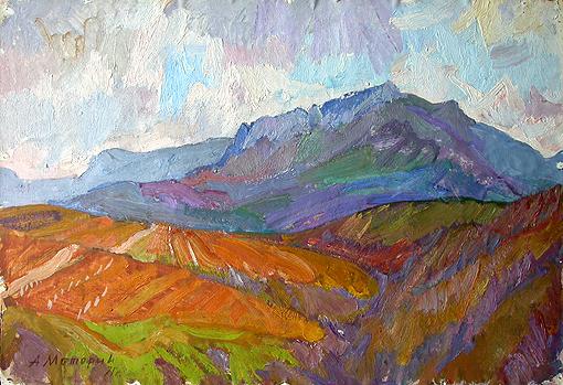 Crimea Mountains mountain landscape - oil painting