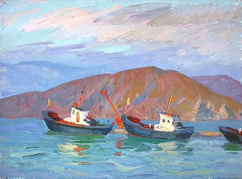 Lake Baikal seascape - oil painting