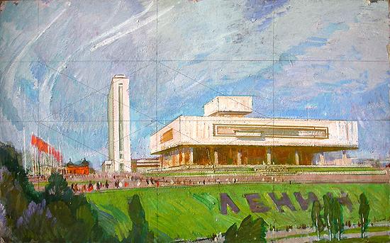Lenin Memorial architecture - oil painting