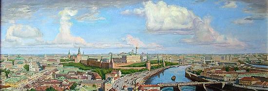 Moscow Panorama cityscape - oil painting