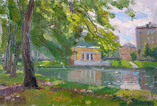 Patriarch's Ponds cityscape - oil painting